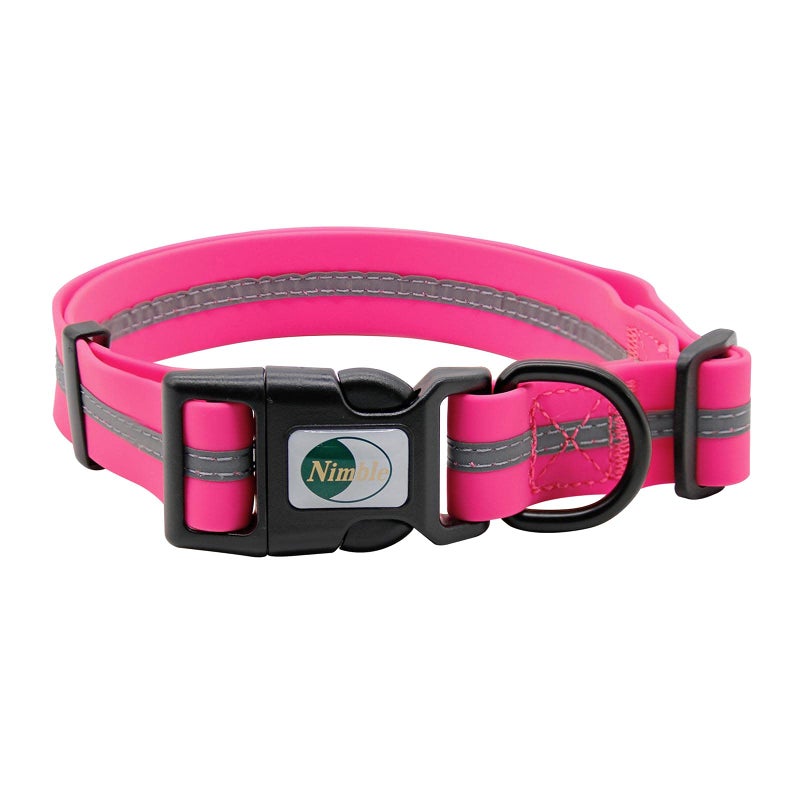 NIMBLE Dog Collar Waterproof Pet Collars Anti-Odor Durable Adjustable Polyester Soft with Reflective Cloth Stripe Basic Dog Collars S/M/L Sizes (Large (15.35â€-24.8â€inches), Pink) - Image 1